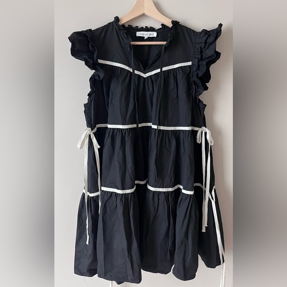 Sofie The Label Dresses & Skirts - Black Ruffle Tiered Sundress with White Trim